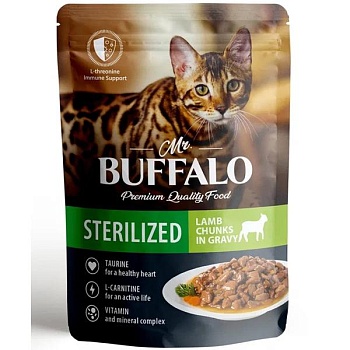 Mr.Buffalo ADULT влажный корм для кошек для стерилизованных Ягненок в соусе 28х85гр купить  зоотовары для животных