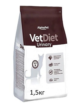 ALPHAPET VET DIET URINARY сухой корм для взрослых кошек при заболеваниях нижних отделов мочевыводящих путей 1,5кг купить  зоотовары для животных