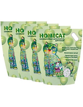 HOMECAT Яблоко Силикагелевый наполнитель для кошачьих туалетов с ароматом яблока 4х7,6л купить  зоотовары для животных