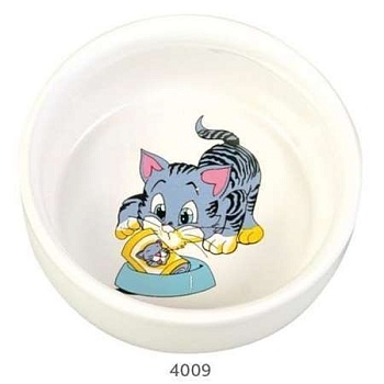 Trixie Миска Керамическая для Кошки Голубой Котенок 0,3 Л D-11См купить  зоотовары для животных