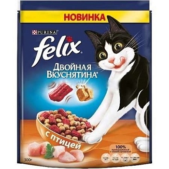 Felix Двойная вкуснятина корм для кошек, с птицей 1,3кг купить  зоотовары для животных