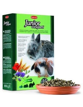 PADOVAN JUNIOR coniglietti для молодых декоративных кроликов 850гр купить  зоотовары для животных