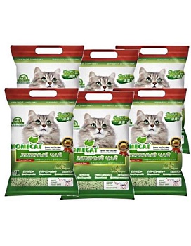 HOMECAT Эколайн Зеленый чай комкующийся наполнитель 6х6л купить  зоотовары для животных