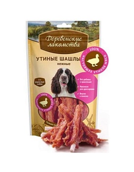 Деревенские Лакомства 100 % Мяса Утиные Шашлычки Нежные для Собак 90г купить  зоотовары для животных