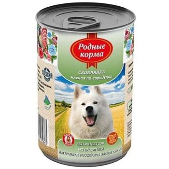 РОДНЫЕ КОРМА консервы для собак Скоблянка мясная по-городецки 6х970г купить  зоотовары для животных