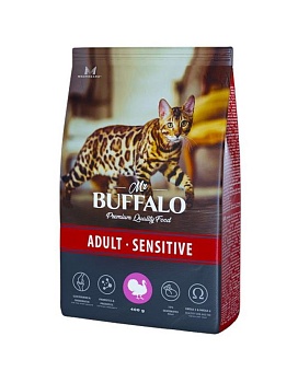 Mr.Buffalo SENSITIVE сухой корм для кошек с индейкой 400г купить  зоотовары для животных