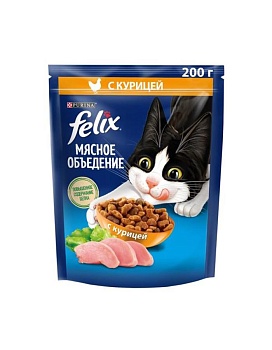 Felix Мясное объедение корм для кошек, с курицей 200г купить  зоотовары для животных