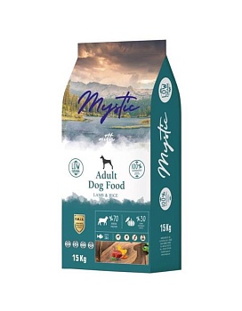 Mystic Adult Dog Food Lamb & Rice сухой корм для собак с ягненком и рисом 15кг купить  зоотовары для животных