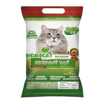 HOMECAT Эколайн Зеленый чай комкующийся наполнитель 6л купить  зоотовары для животных
