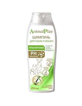Animal Play-Гипоаллергенный шампунь с аминокислотами и экстрактом шалфея для собак и кошек 250мл купить  зоотовары для животных