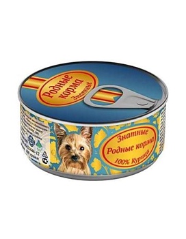 РОДНЫЕ КОРМА консервы для собак Знатные 100 % Курица 24х100г купить  зоотовары для животных