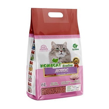 HOMECAT Ecoline Лотос комкующийся наполнитель для кошачьих туалетов с ароматом лотоса 6л купить  зоотовары для животных