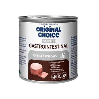 ORIGINAL CHOICE VETDIET Gastrointestinal ветеринарная диета для взрослых кошек с чувствительным пищеварением 14х240г купить  зоотовары для животных