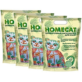HOMECAT Алоэ Вера силикагелевый наполнитель для кошачьих туалетов с ароматом Алоэ Вера 4х12,5л купить  зоотовары для животных