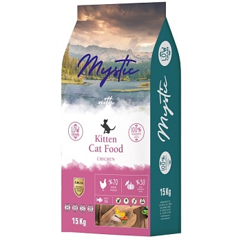 Mystic Kitten Cat Food Chicken сухой корм для котят с курицей 15кг купить  зоотовары для животных