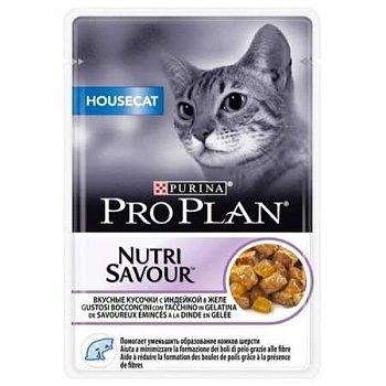 Pro Plan HouseCat Adult консервы для кошек Индейка Пауч 26x85гр купить  зоотовары для животных