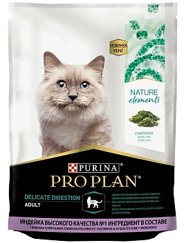 PRO PLAN Nature Elements Adult сухой корм для кошек с чувствительным пищеварение Индейка 200гр купить  зоотовары для животных