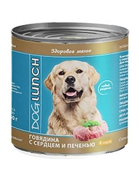 ДОГ ЛАНЧ консервы для собак Говядина с сердцем и печенью в соусе 6х750гр купить  зоотовары для животных