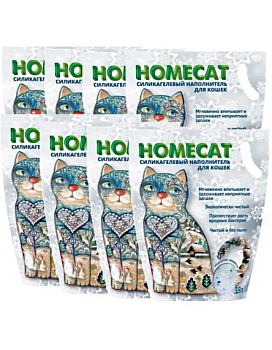 HOMECAT Морозная свежесть Силикагелевый наполнитель для кошачьих туалетов с ароматом морозной свежести 8х3,8л купить  зоотовары для животных