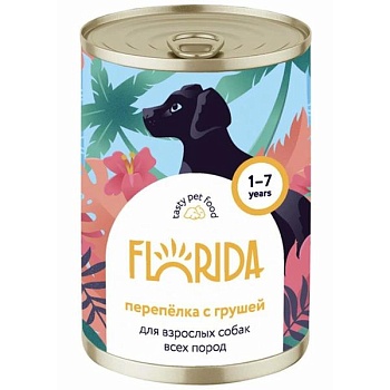 FLORIDA консервы для взрослых собак всех пород перепёлка с грушей 9х400г купить  зоотовары для животных