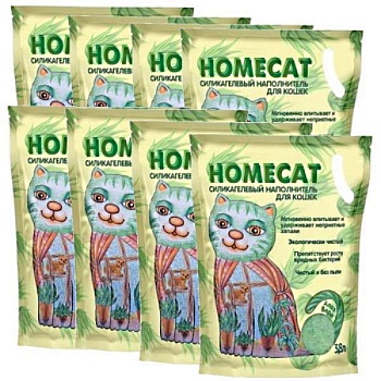 HOMECAT Алоэ Вера силикагелевый наполнитель для кошачьих туалетов с ароматом Алоэ Вера 8х3,8л купить  зоотовары для животных
