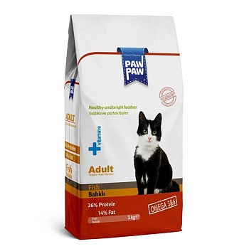 Pawpaw Adult Cat Food with Fish сухой корм для кошек с рыбой 1кг купить  зоотовары для животных