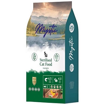 Mystic Sterilised Cat Food Salmon сухой корм для стерилизованных кошек с лососем 15кг купить  зоотовары для животных