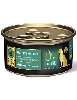 CLAN De File консервы для собак Кролик 8х100гр купить  зоотовары для животных