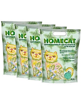 HOMECAT Мята силикагелевый наполнитель для кошачьих туалетов с ароматом мяты 4х12,5л купить  зоотовары для животных