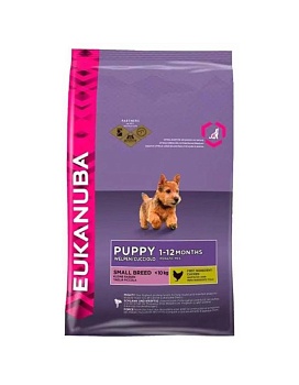 EUKANUBA PUPPY SMALL BREED р сухой корм для щенков мелких пород 800гр купить  зоотовары для животных