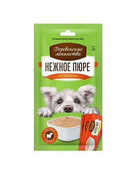 ДЕРЕВЕНСКИЕ ЛАКОМСТВА нежное пюре для собак из говядины 40г купить  зоотовары для животных