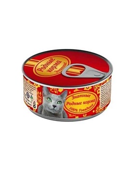 РОДНЫЕ КОРМА консервы для кошек Знатные 100 % Говядина 24х100г купить  зоотовары для животных