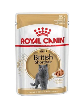 Royal Canin BRITISH SHORTHAIR ADULT пауч соус влажный корм для кошек британской короткошерстной породы старше 12 месяцев 28х85гр купить  зоотовары для животных