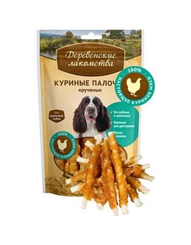 Деревенские Лакомства 100 % Мяса Куриные Палочки Крученые для Собак 90г купить  зоотовары для животных