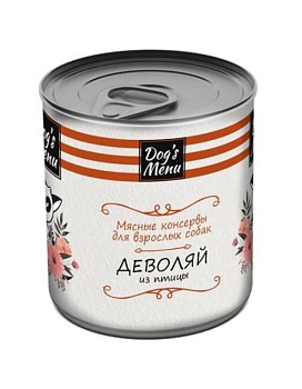 Dog`s Menu консервы для собак Деволяй из птицы 6х750г купить  зоотовары для животных
