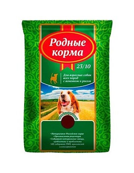РОДНЫЕ КОРМА сухой корм для взрослых собак ягненок с рисом 10кг купить  зоотовары для животных