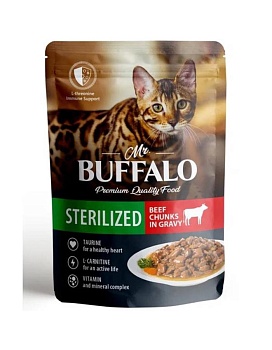 Mr.Buffalo ADULT влажный корм для кошек для стерилизованных Говядина в соусе 28х85гр купить  зоотовары для животных