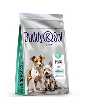 BUDDY SOL CARE ADULT MINI сухой корм для взрослых собак мелких пород с индейкой и ягненком 12кг купить  зоотовары для животных