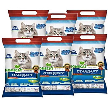 HOMECAT Эколайн Стандарт комкующийся наполнитель 6х6л купить  зоотовары для животных