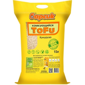 Наполнитель БАРСИК TOFU Кукурузный комкующийся 15л купить  зоотовары для животных