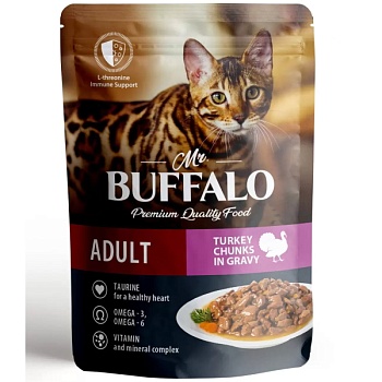 Mr.Buffalo ADULT влажный корм для кошек с чувствительным пищеварением Индейка в соусе 28х85гр купить  зоотовары для животных