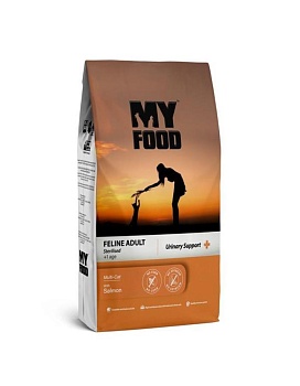 Myfood Feline Adult Sterilised Multi-Cat with Salmon сухой корм для стерилизованных кошек с лососем 12кг купить  зоотовары для животных