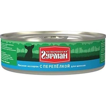 Четвероногий Гурман Мясное Ассорти для Щенков с Перепелкой 24х100г купить  зоотовары для животных