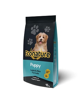 ECONATURE Pappy Lamb & Rice Formula сухой корм для щенков с ягненком и рисом 15кг купить  зоотовары для животных