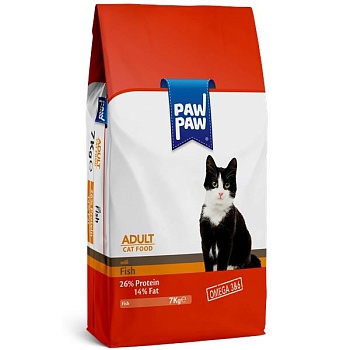 Pawpaw Adult Cat Food with Fish сухой корм для кошек с рыбой 7кг купить  зоотовары для животных