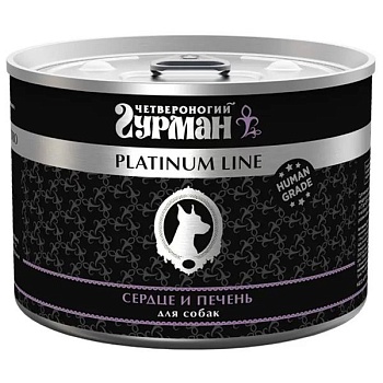 ЧЕТВЕРОНОГИЙ ГУРМАН Platinum line консервы для собак с сердцем и печенью в желе 6х525г купить  зоотовары для животных
