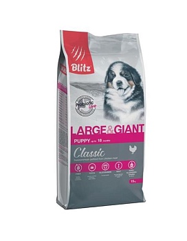 BLITZ PUPPY LARGE & GIANT корм для щенков крупных пород 15кг купить  зоотовары для животных