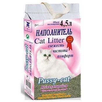 Наполнитель для кошек Пусси-Кет Наколнитель Комкующийся Розовый 3х4,5л купить  зоотовары для животных