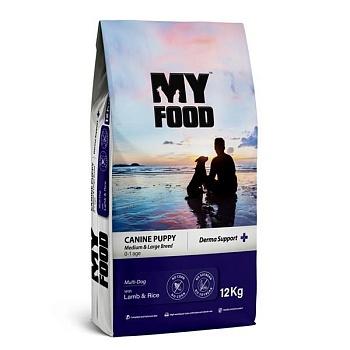Myfood Canine Puppy Medium & Large Breed Multi-Dog with Lamb & Rice сухой корм для щенков с ягненком и рисом 12кг купить  зоотовары для животных