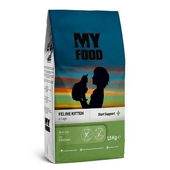 Myfood Feline Kitten Multi-Cat with Chicken сухой корм для котят с курицей 1,5кг купить  зоотовары для животных